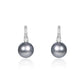 South Sea grey pearl stud earrings set in platinum by Fantasilvia Fine Jewelry.
