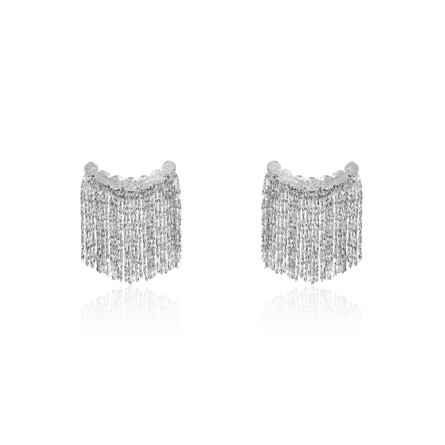 Fringe hula skirt inspired earrings crafted in 18K gold by Fantasilvia Fine Jewelry.
