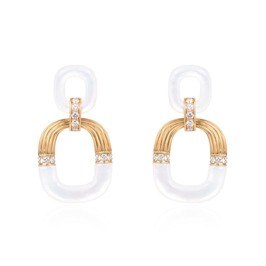 Double hoop earrings in 18K gold by Fantasilvia Fine Jewelry, Vancouver
