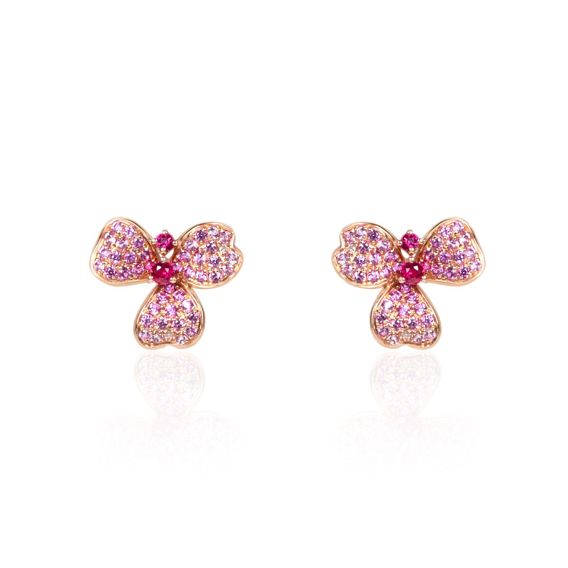 Natural Ruby Flower Stud Earrings