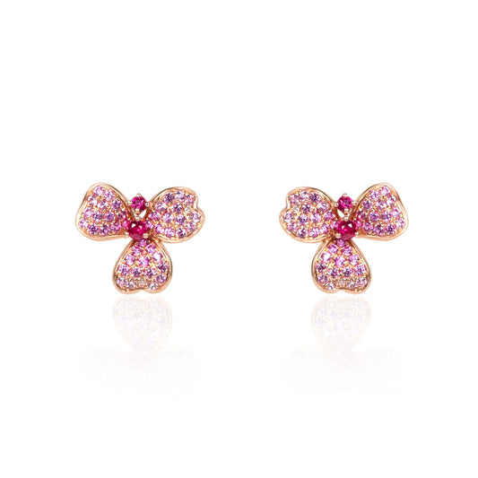 Natural Ruby Flower Stud Earrings