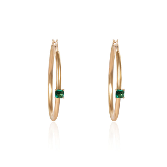 Emerald Hoop Earrings