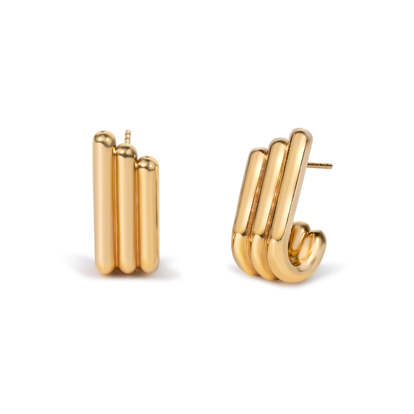 Music note stud earrings in 18K gold by Fantasilvia Fine Jewelry, Vancouver
