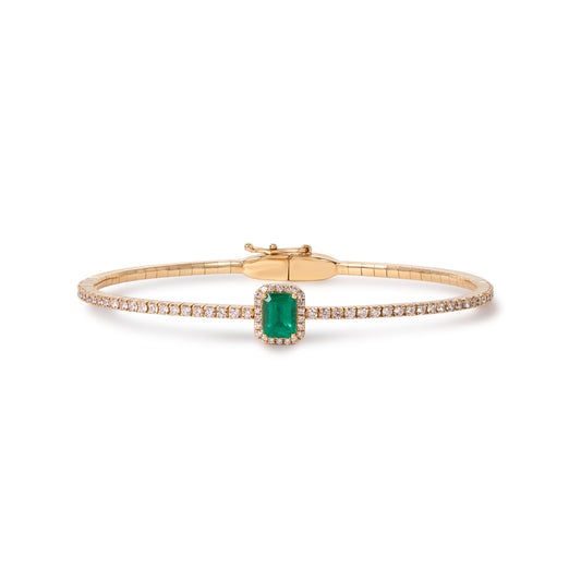 Natural emerald and diamond bangle in 18K gold by Fantasilvia Fine Jewelry, Vancouver
