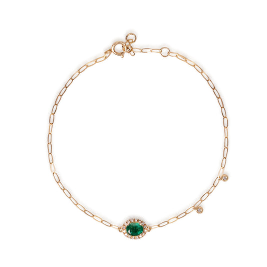 Natural emerald and diamond paperclip chain bracelet by Fantasilvia Fine Jewelry.
