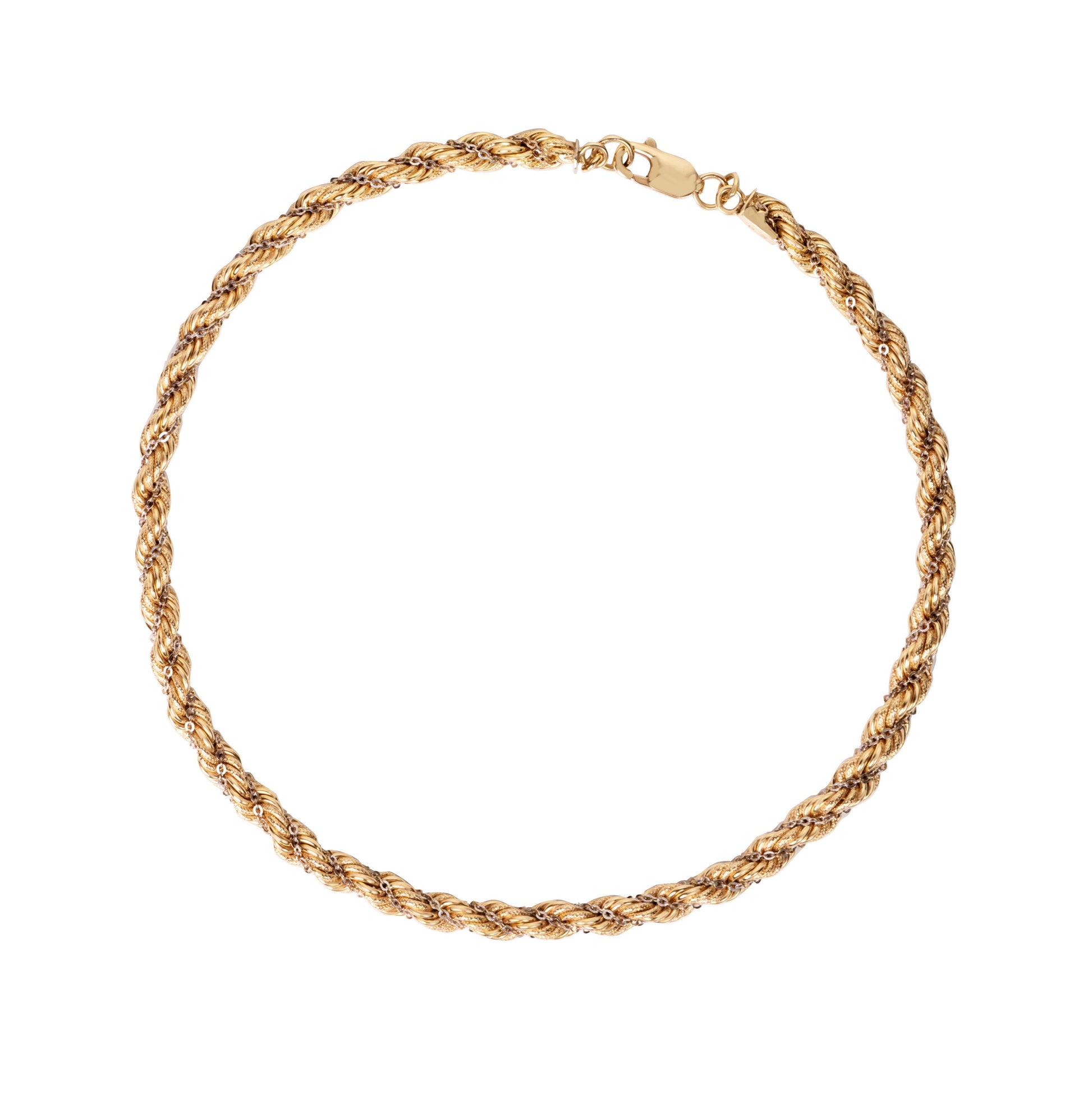 Italian handmade two-tone 18K gold swirling chain by Fantasilvia Fine Jewelry.
