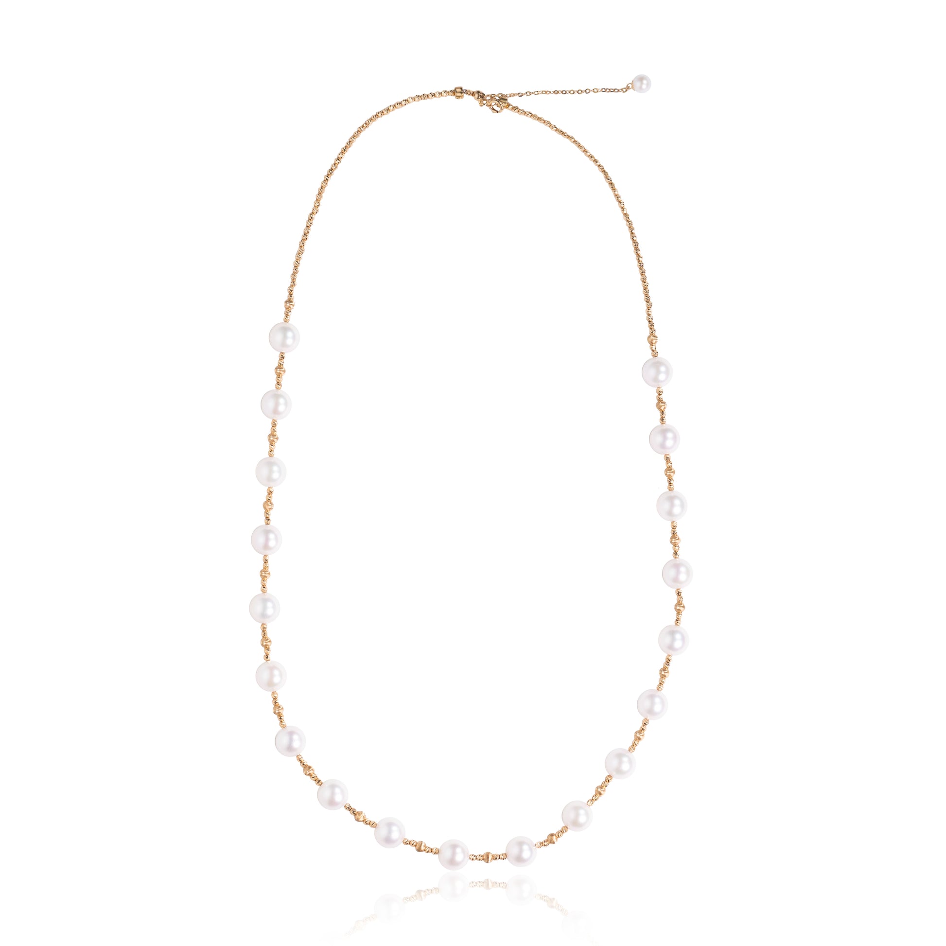 Akoya pearl link strand necklace by Fantasilvia Fine Jewelry.
