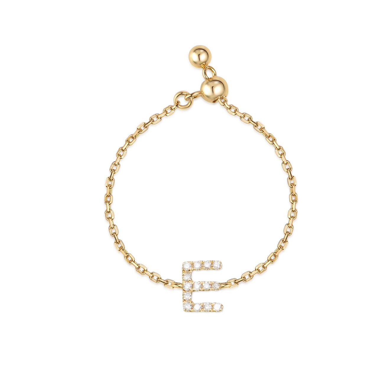 18K pavé Initial Chain Ring