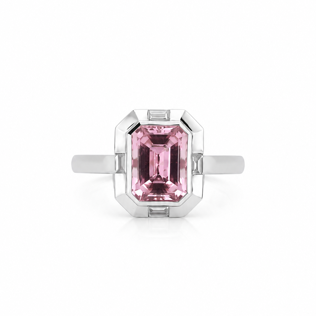 18K Tourmaline & Baguette Diamond Ring/Pendant Fantasilvia Jewelry