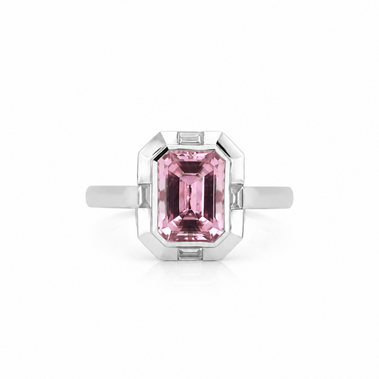 18K Tourmaline & Baguette Diamond Ring/Pendant Fantasilvia Jewelry