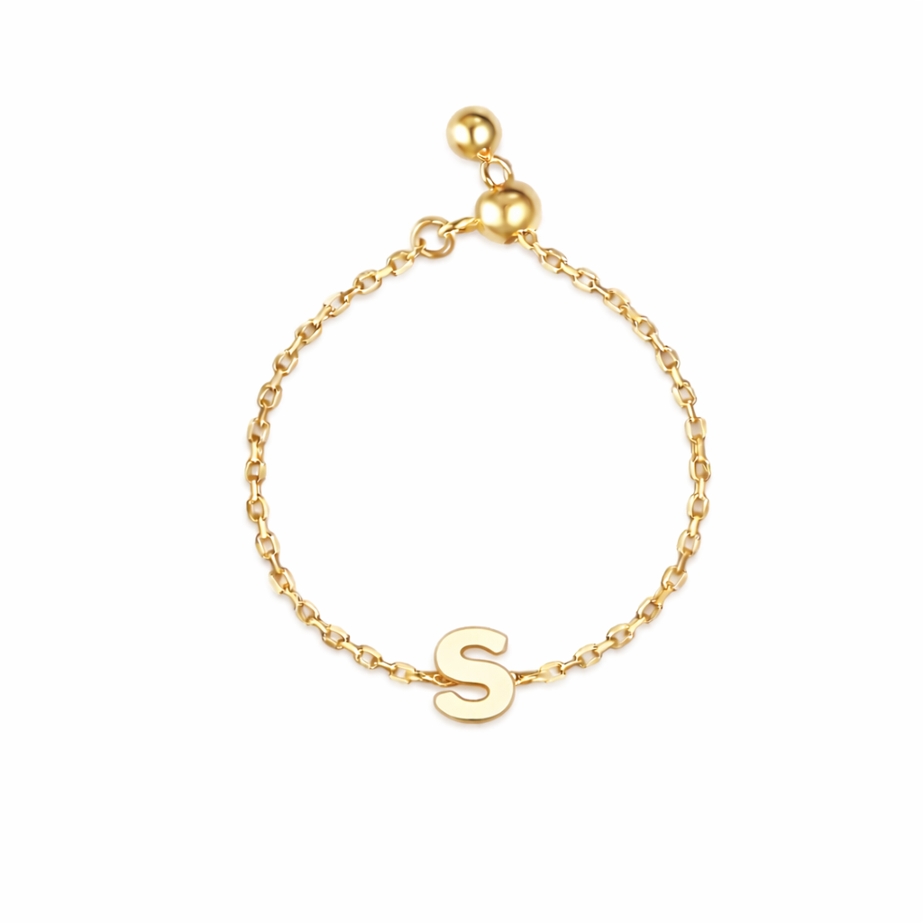 Plain Gold Initial Chain Ring