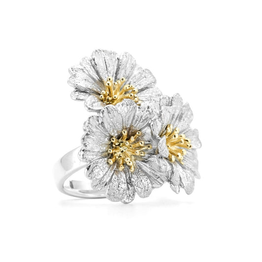 Fantasilvia-Italian-silver-flower-ring-brushed-texture