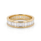 Front view of an 18K solid yellow gold eternity band featuring channel-set baguette lab-grown diamonds