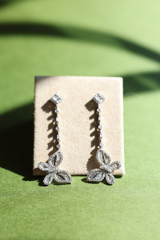 18K Diamond Butterfly Drop Earrings