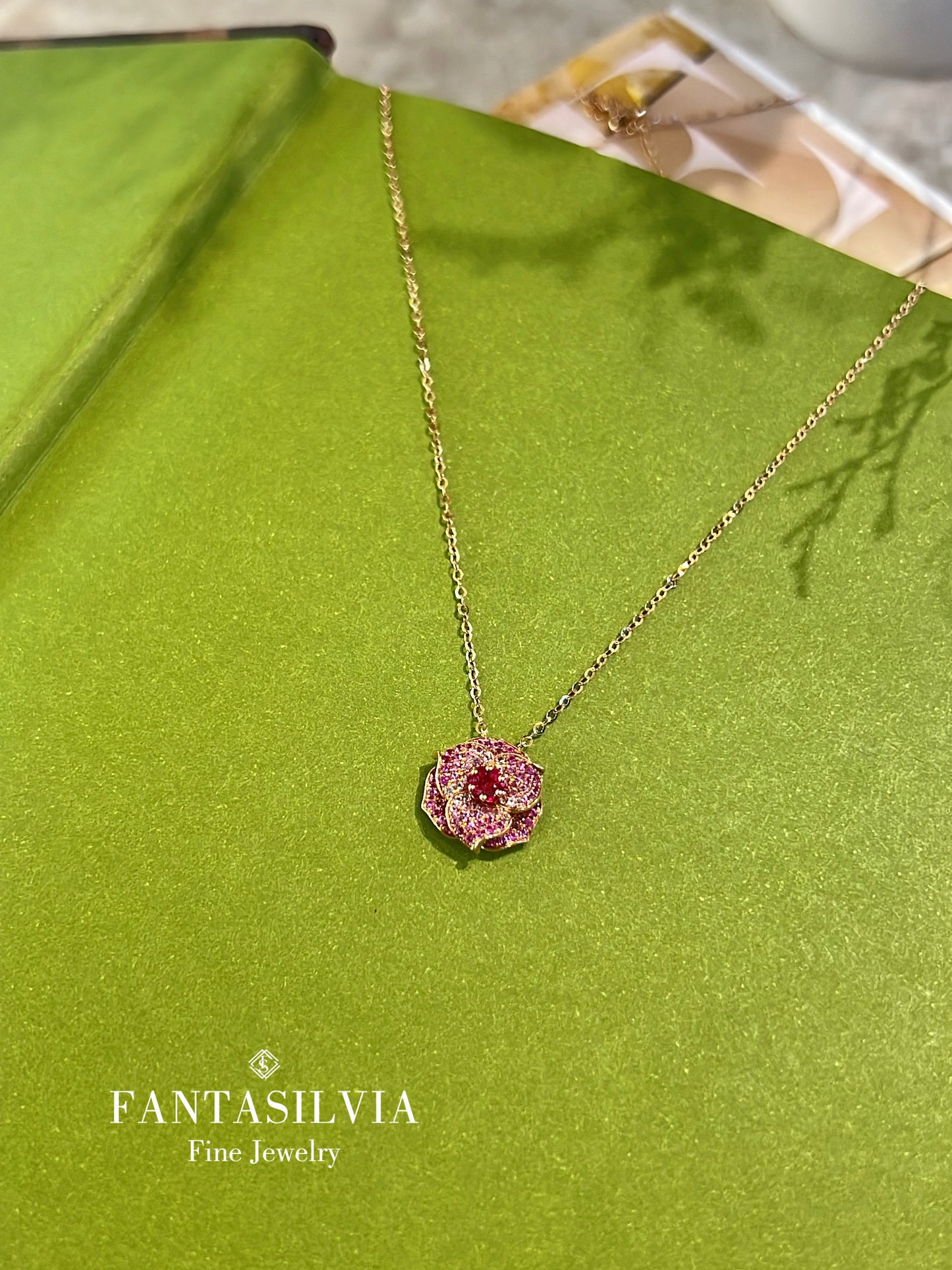 Natural Ruby Floral Necklace