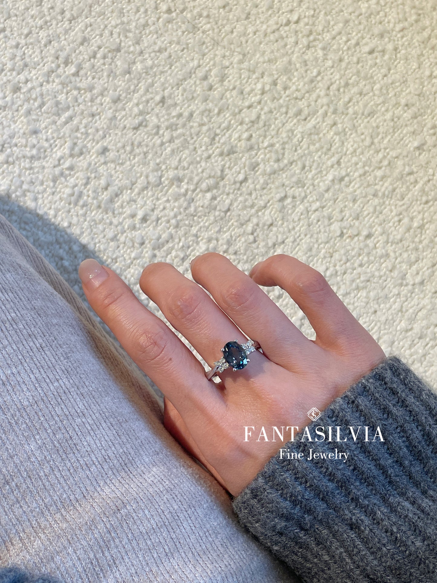 Oval Tanzanite & Diamond Ring Fantasilvia Jewelry