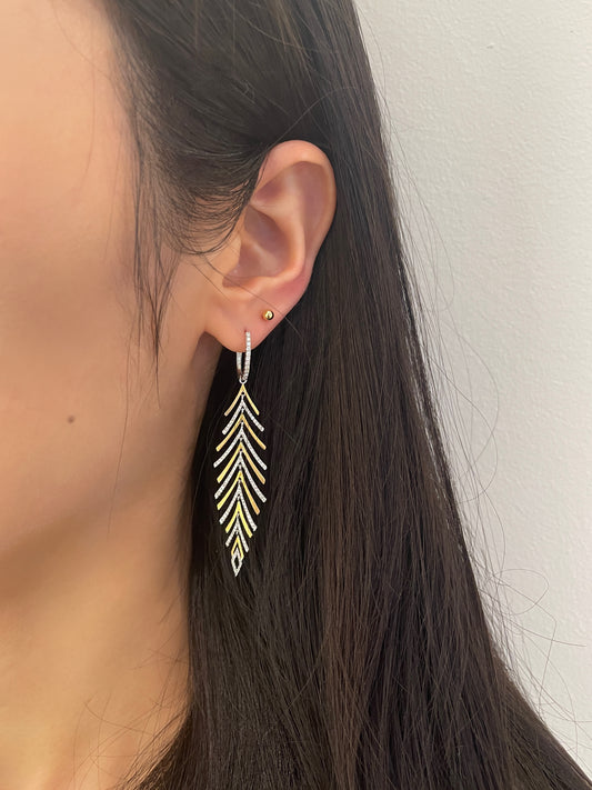 Pine Tree Diamond & Gold Drop Earrings