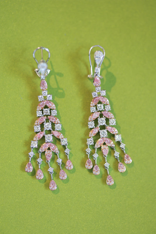 Natural Pink Diamond Chandelier Earrings