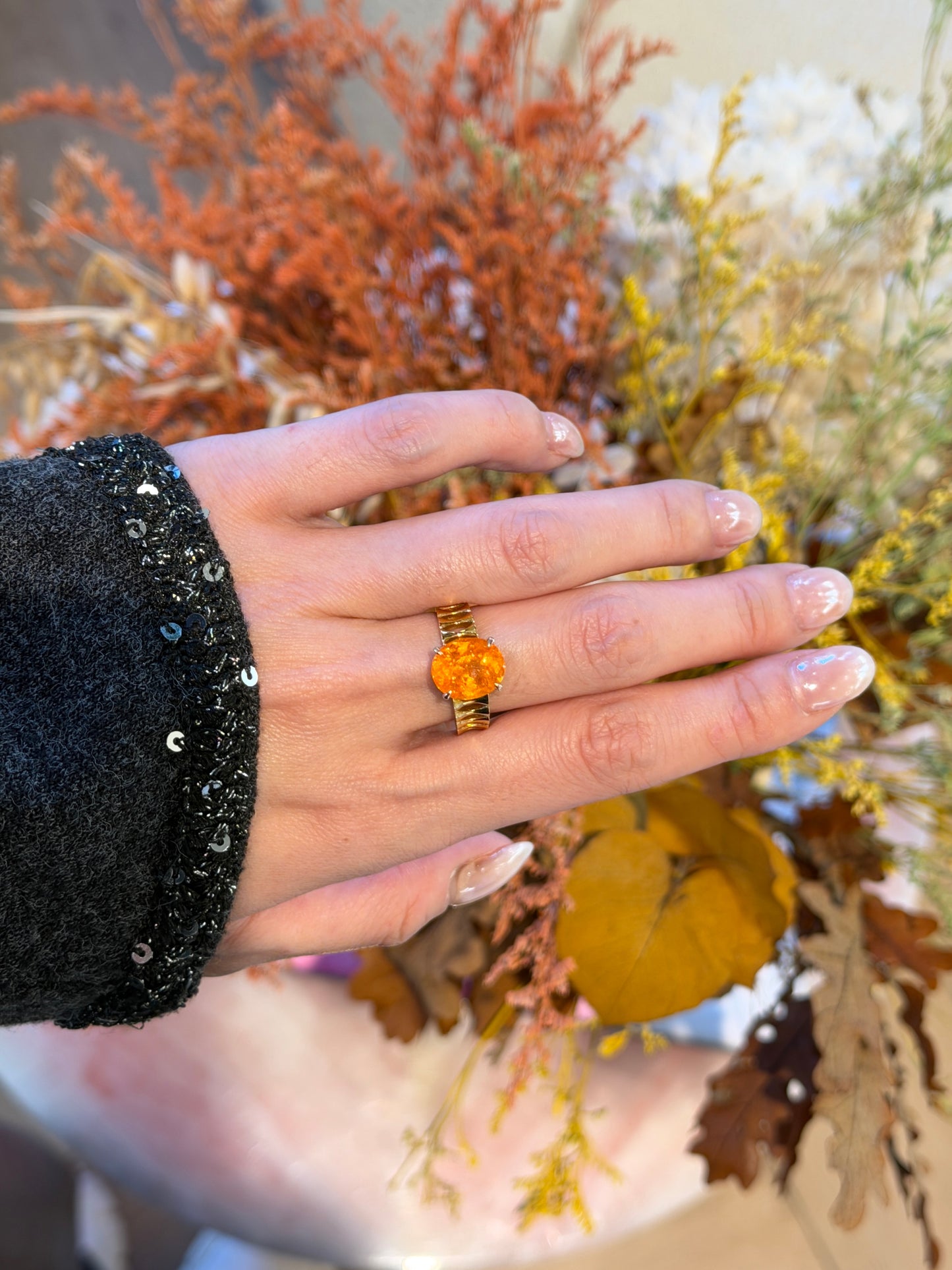 Spessartine Solitaire Ring Fantasilvia Jewelry