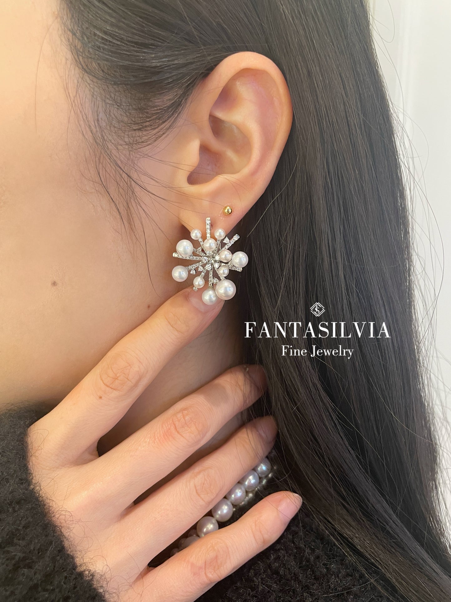 Fireworks Akoya Pearl Earring with Diamond