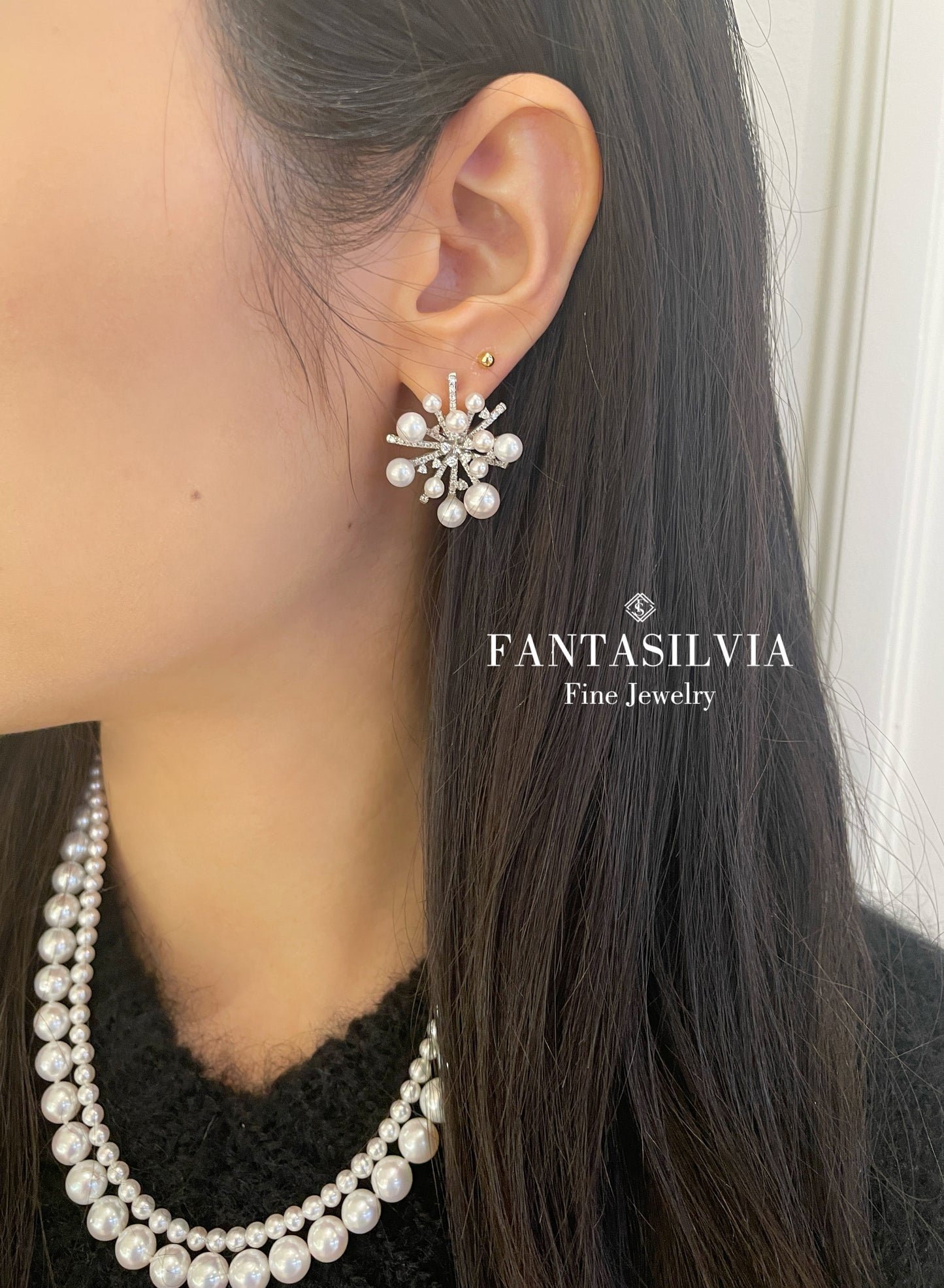 Fireworks Akoya Pearl Earring with Diamond