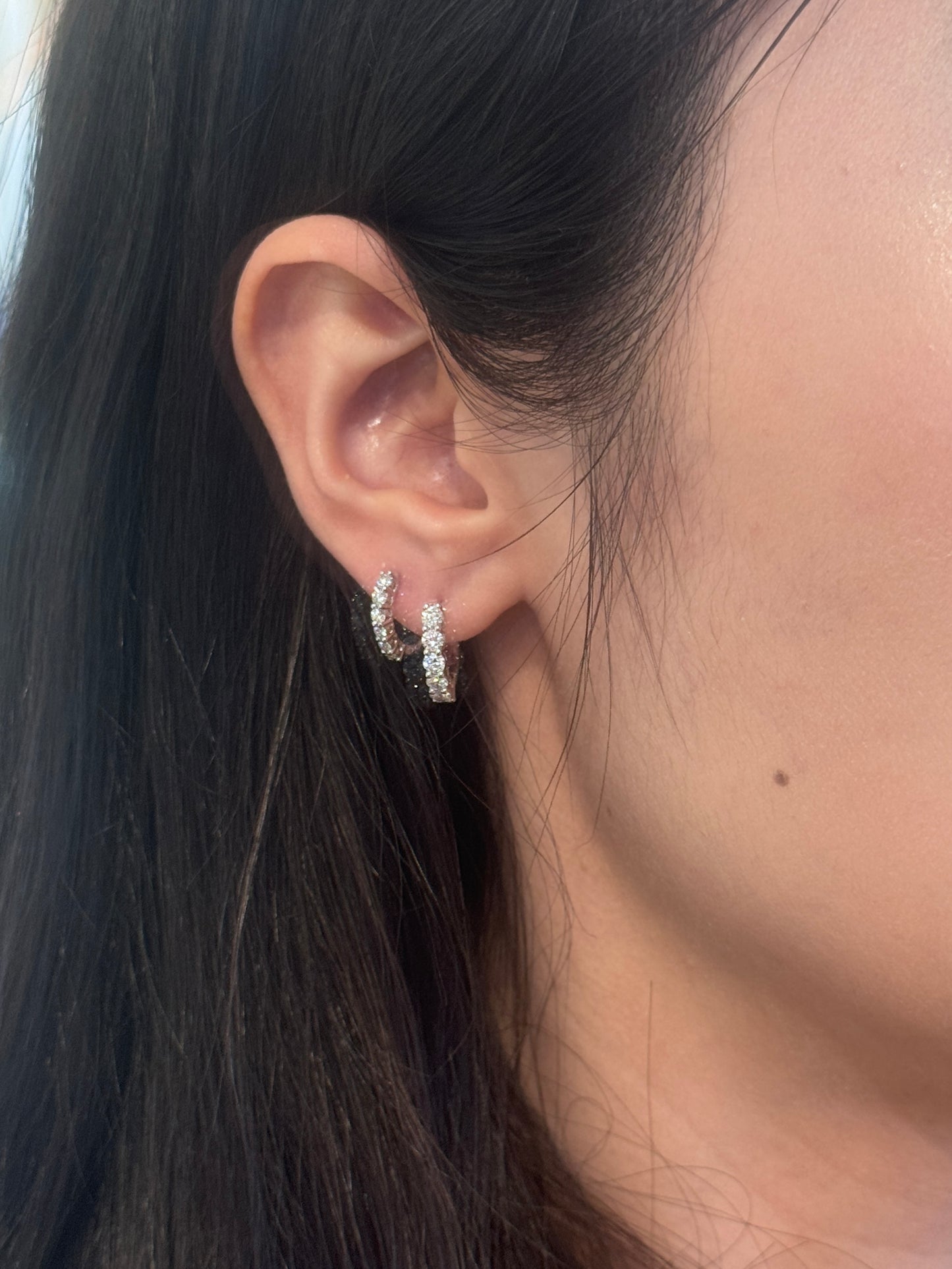 Boucles d'oreilles créoles en platine avec diamants naturels de 0,35 carat