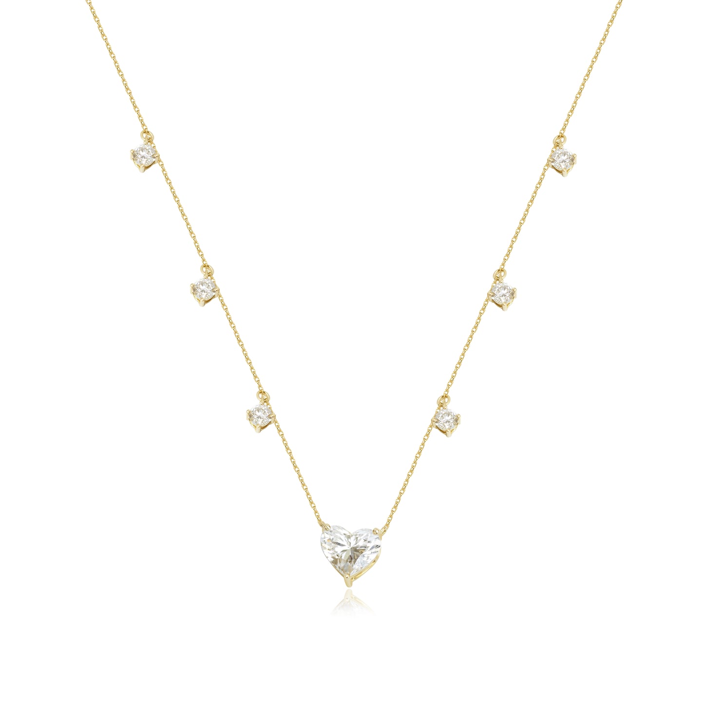 1.52ct Heart Diamond Station Necklace Fantasilvia Jewelry