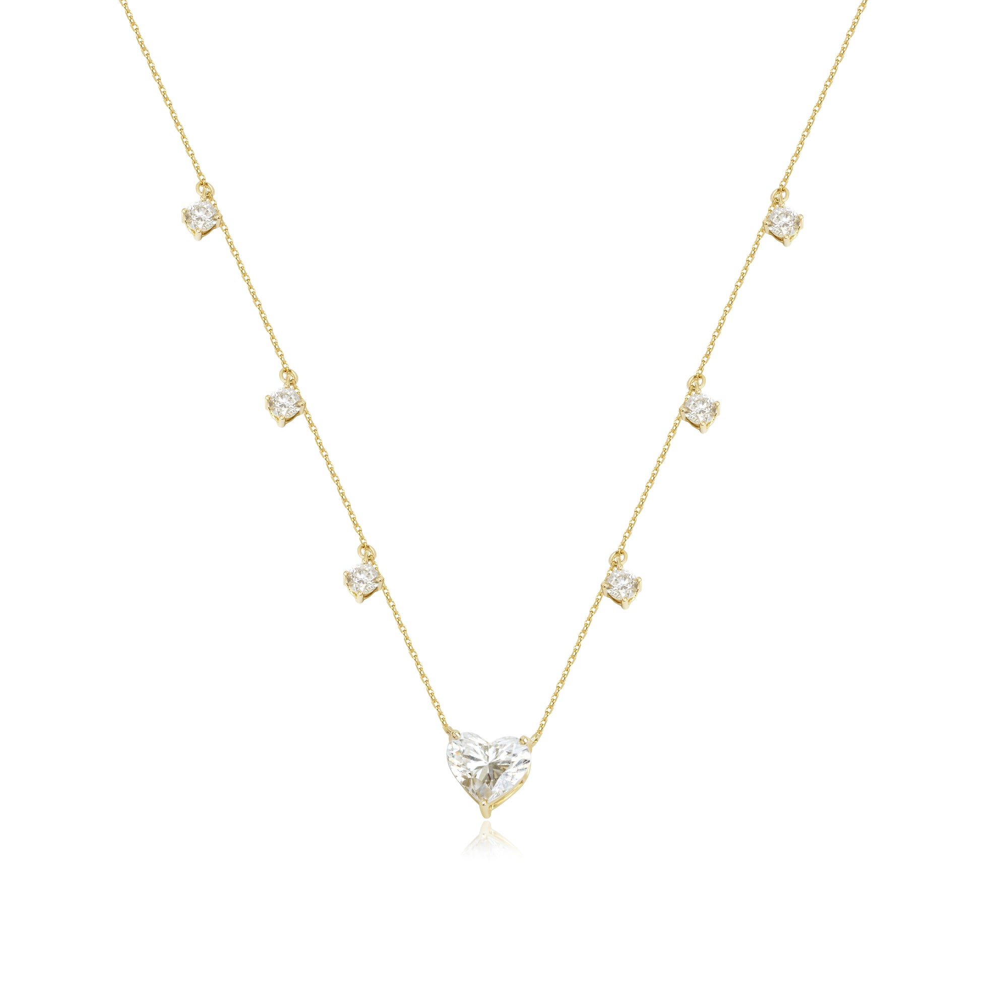 1.52ct Heart Diamond Station Necklace Fantasilvia Jewelry