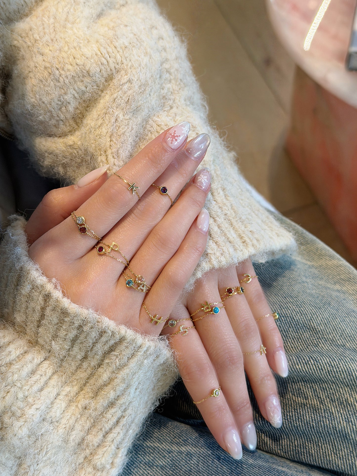 18K pavé Initial Chain Ring