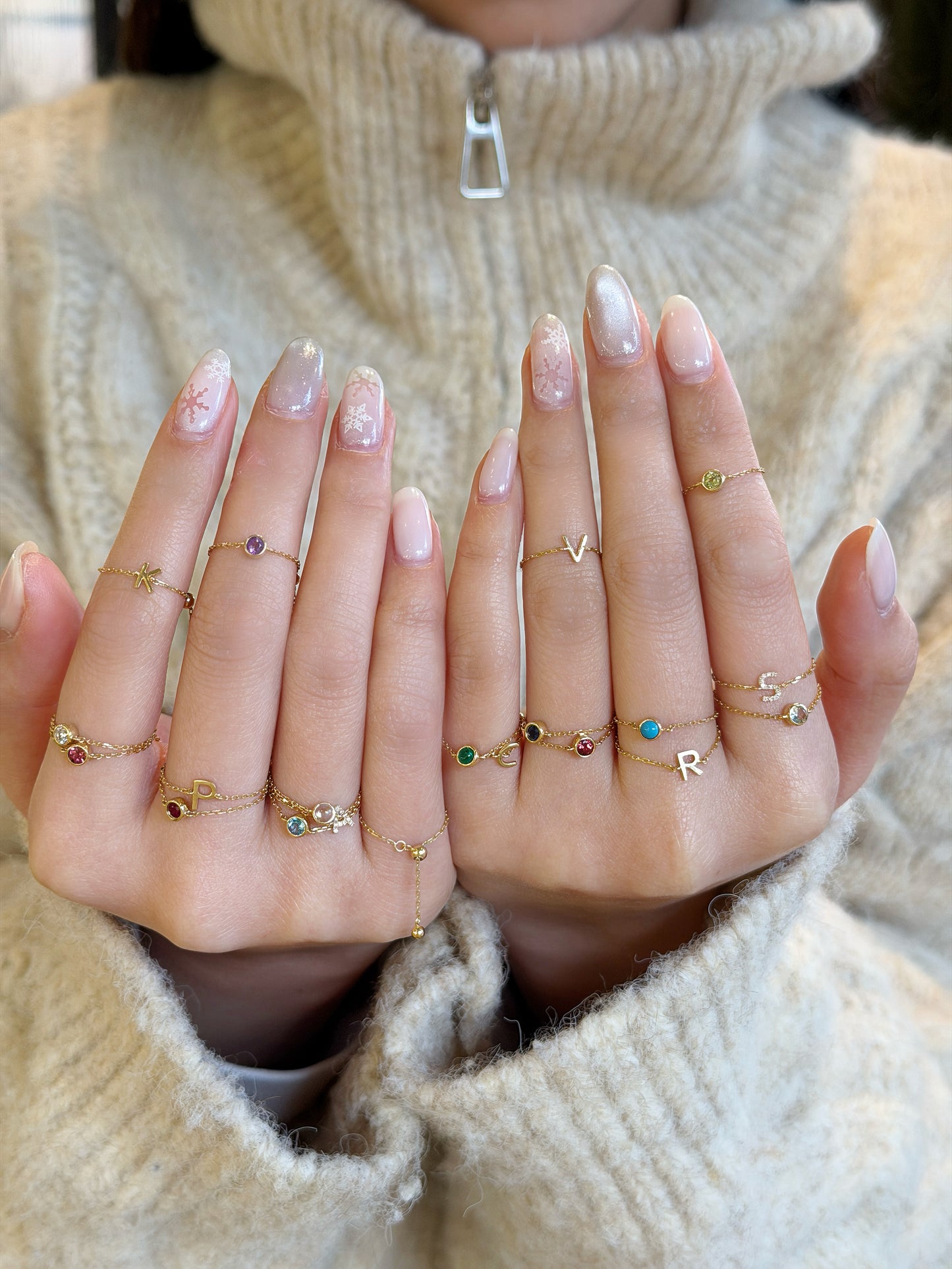 18K Birthstone Chain Ring