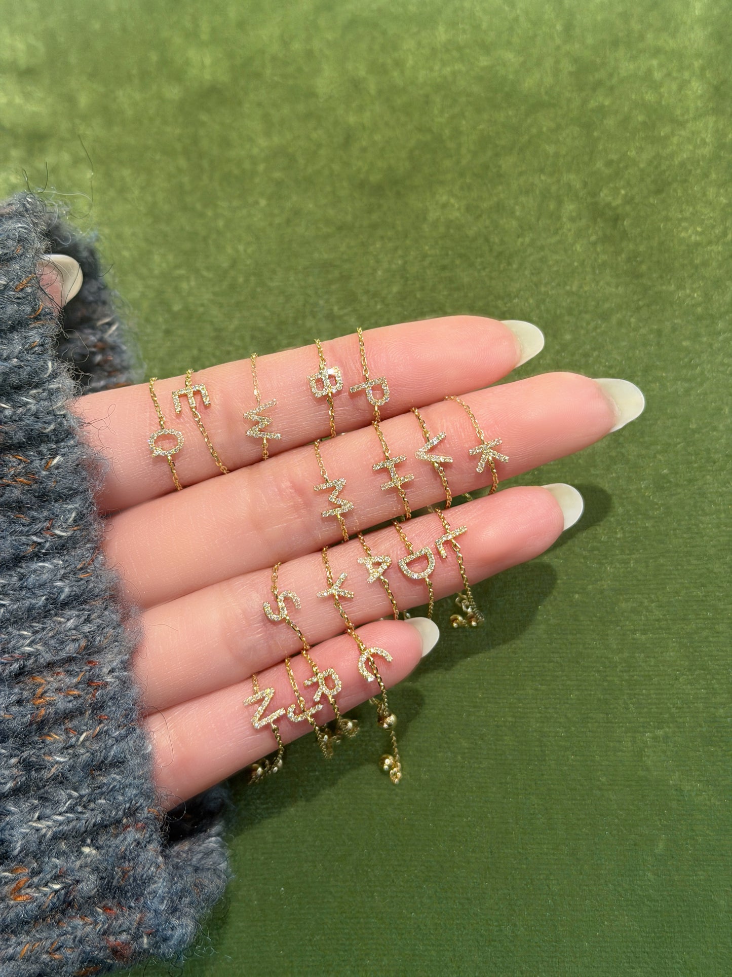 18K pavé Initial Chain Ring