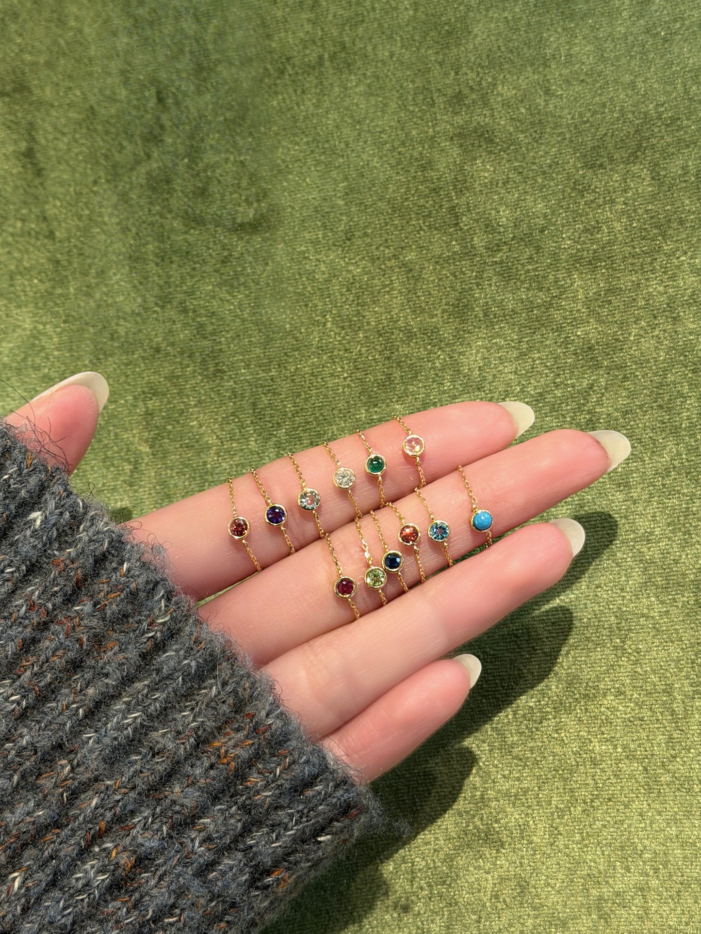 18K Birthstone Chain Ring