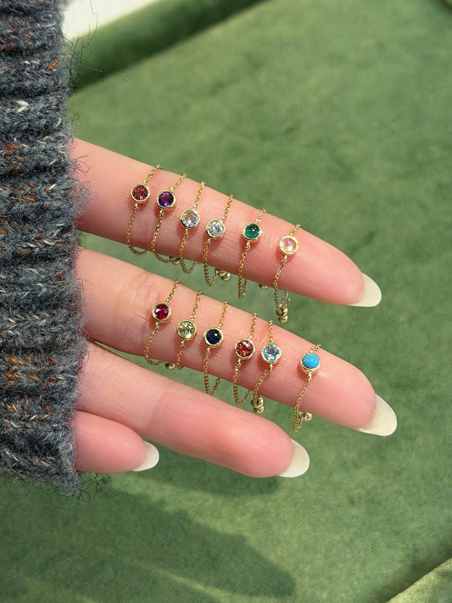 18K Birthstone Chain Ring