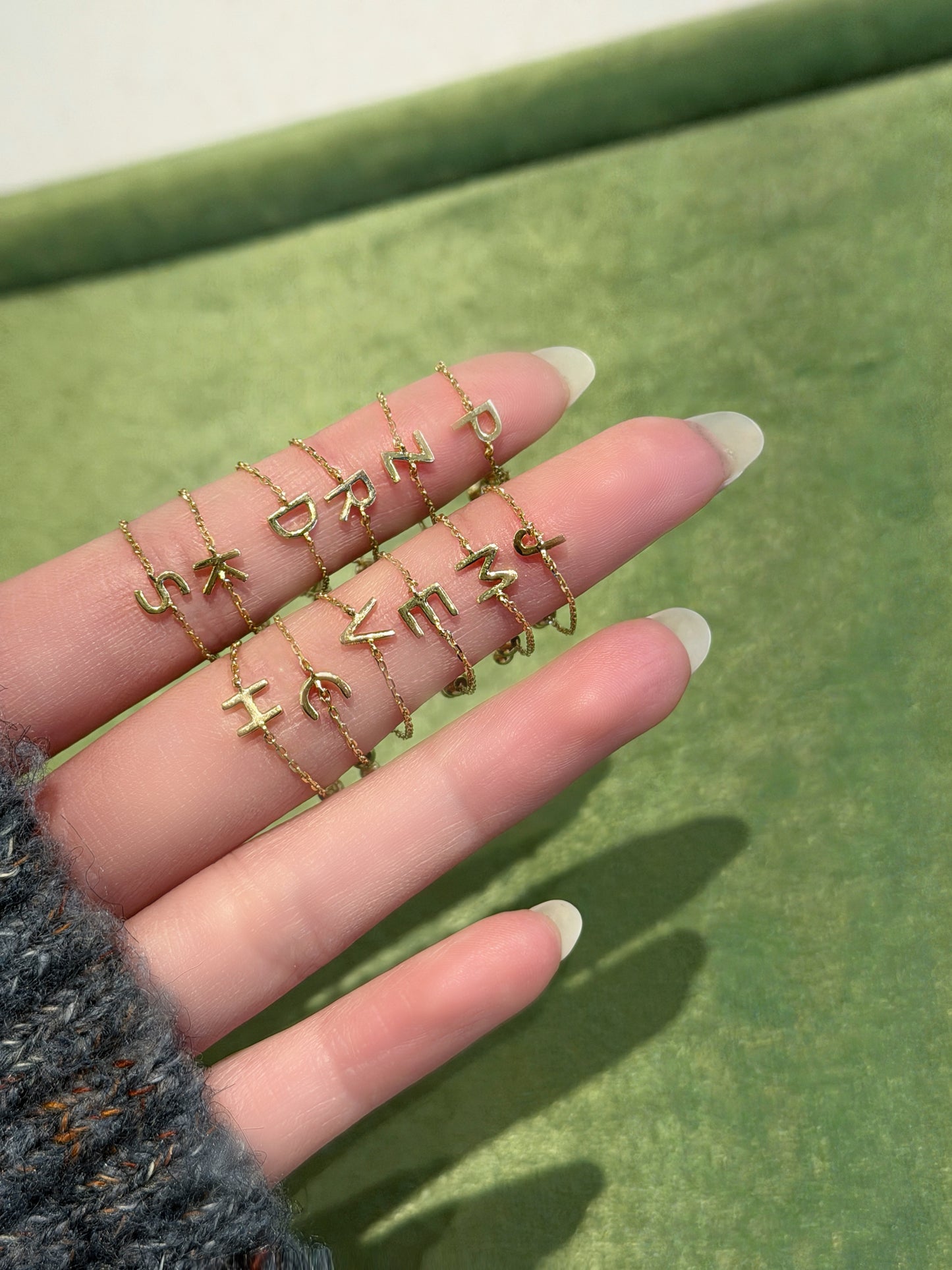 18K Gold Initial Chain Ring