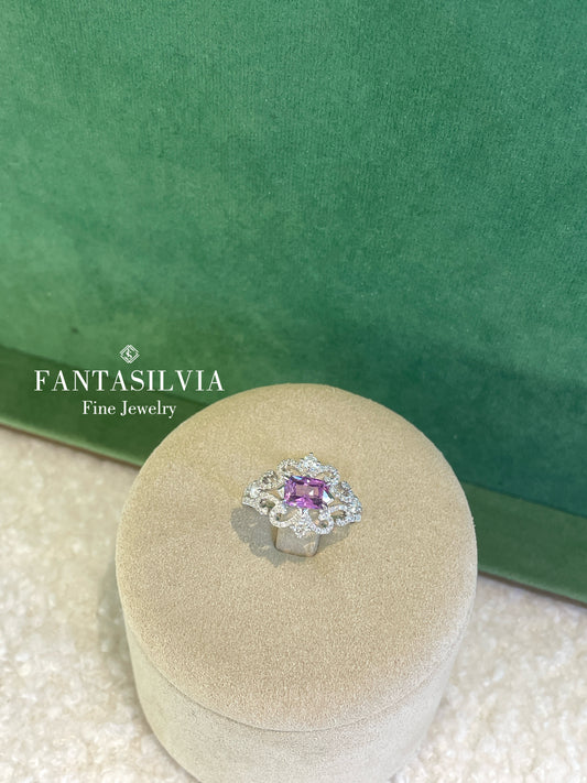 Natural Purple Sapphire & Diamond Tiara Ring