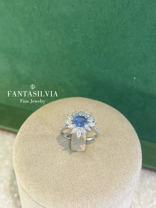 Natural Cornflower Blue Sapphire Ring