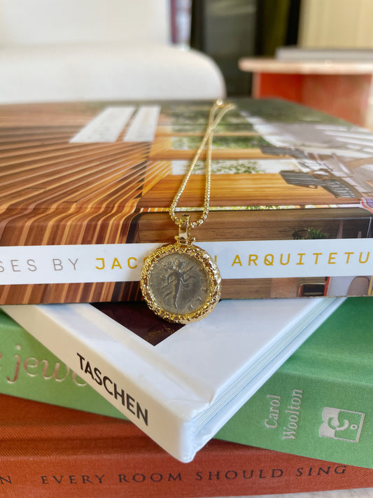 18k Yellow Gold With Parthian Empire Ancient Coin Pendant