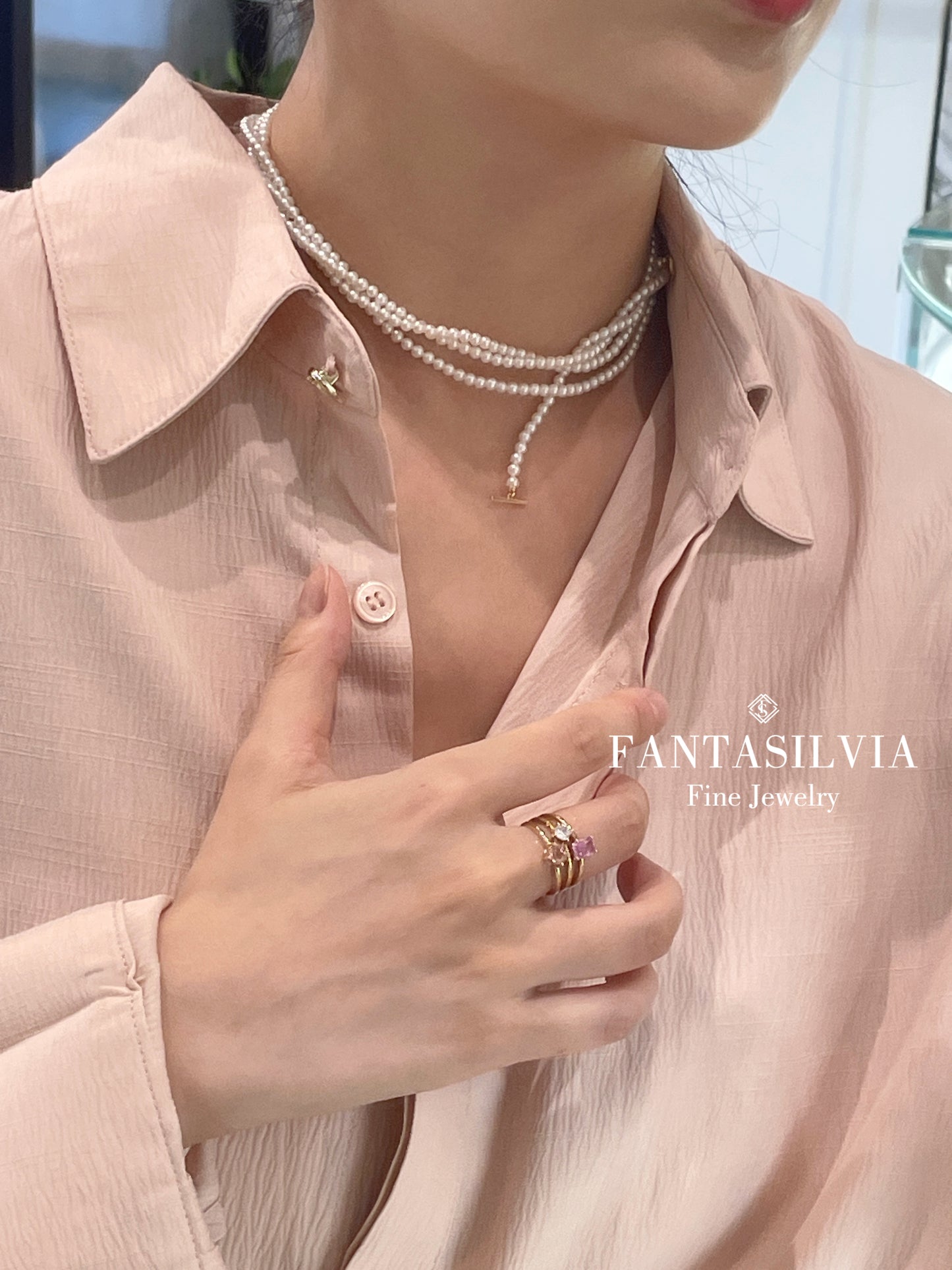 Three-Layer Freshwater Pearl Strand Necklace