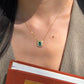 Art Deco Emerald & Baguette Diamond Halo Necklace Fantasilvia Jewelry