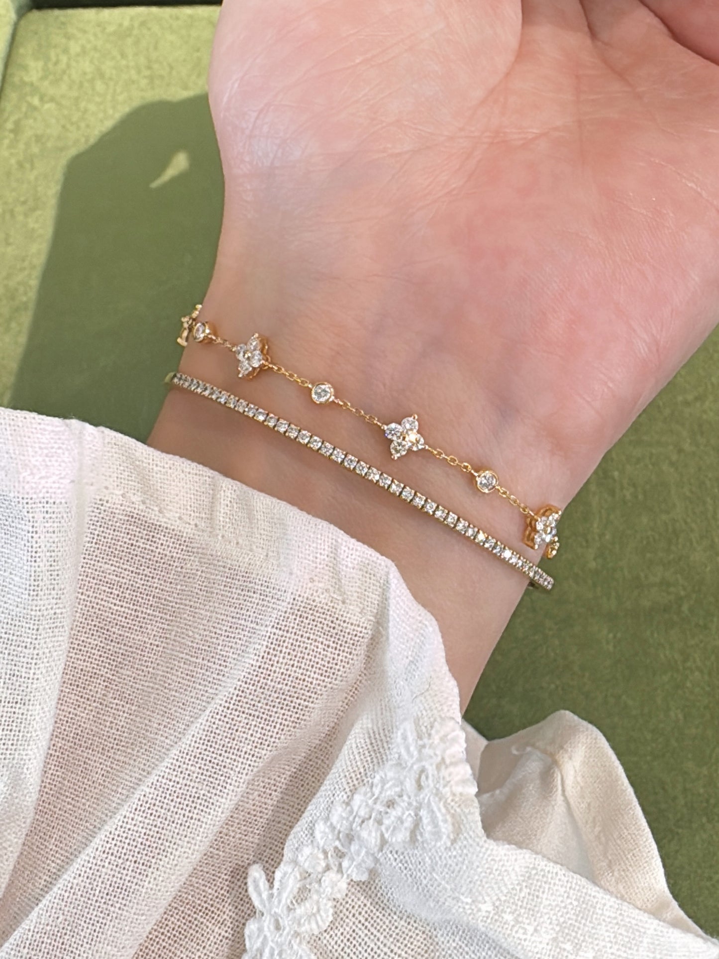 Bracelet en diamant trèfle