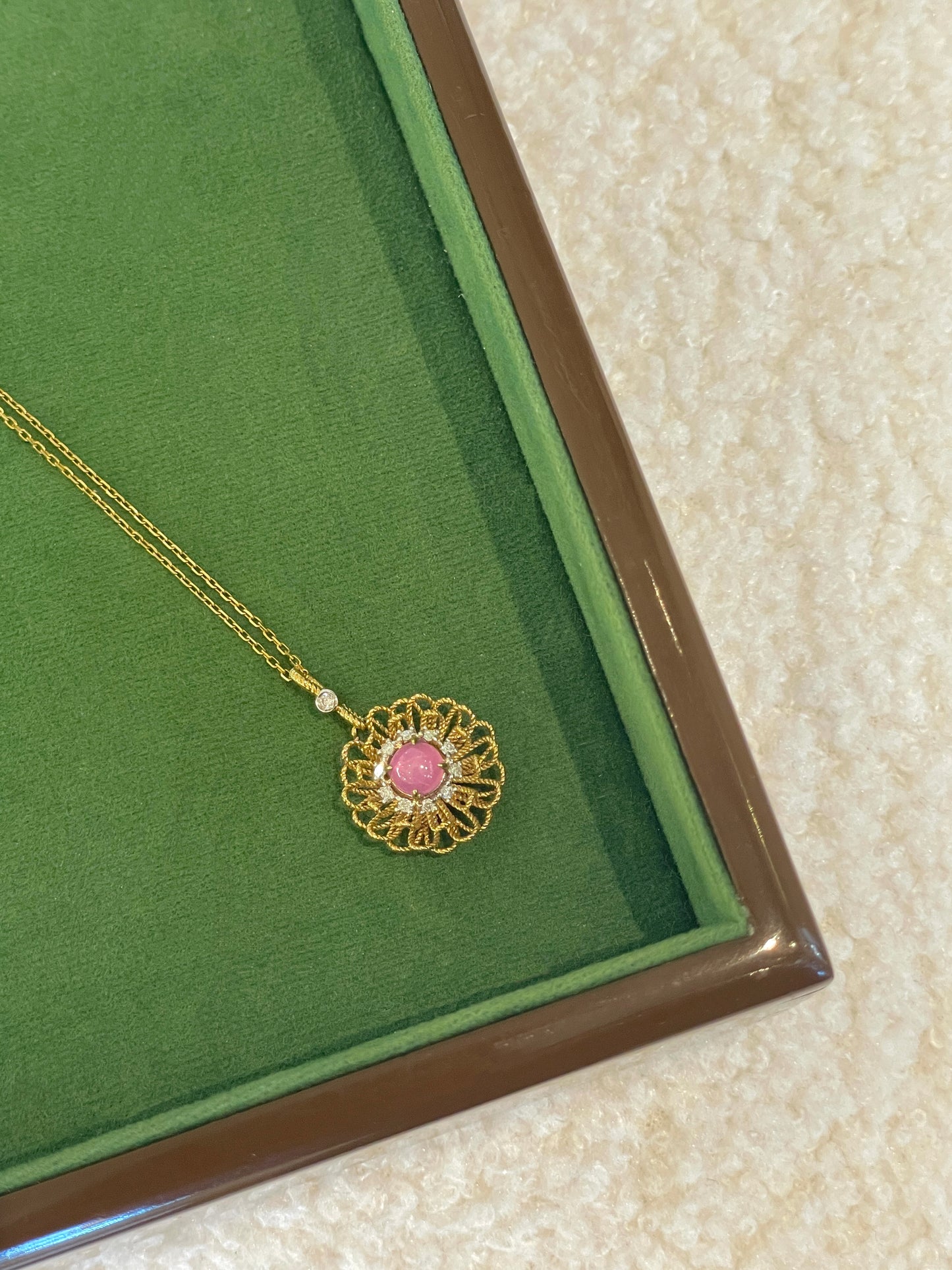 Star Ruby Lotus Flower Pendant