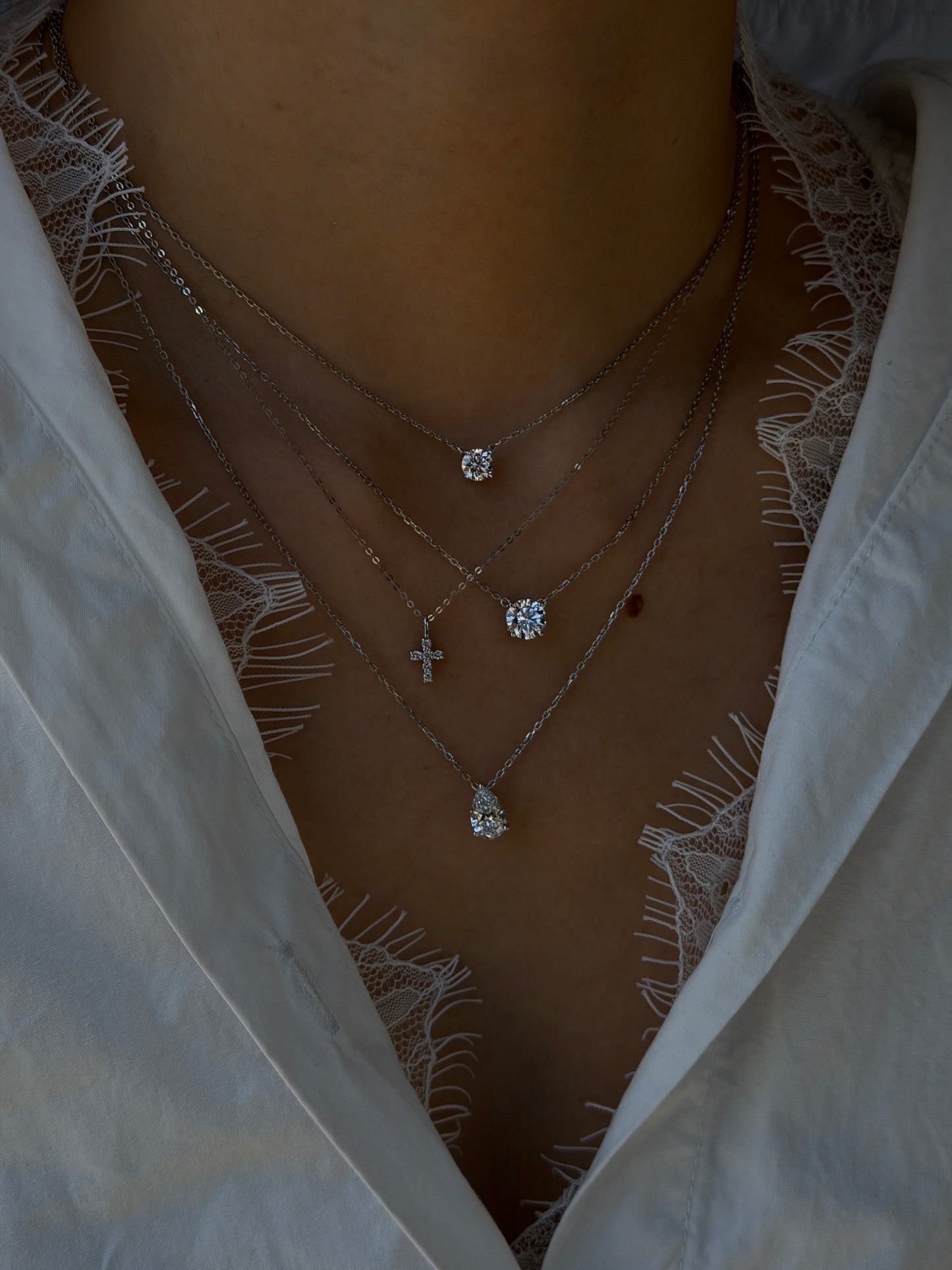 18k Diamond Solitaire Necklace Fantasilvia Jewelry