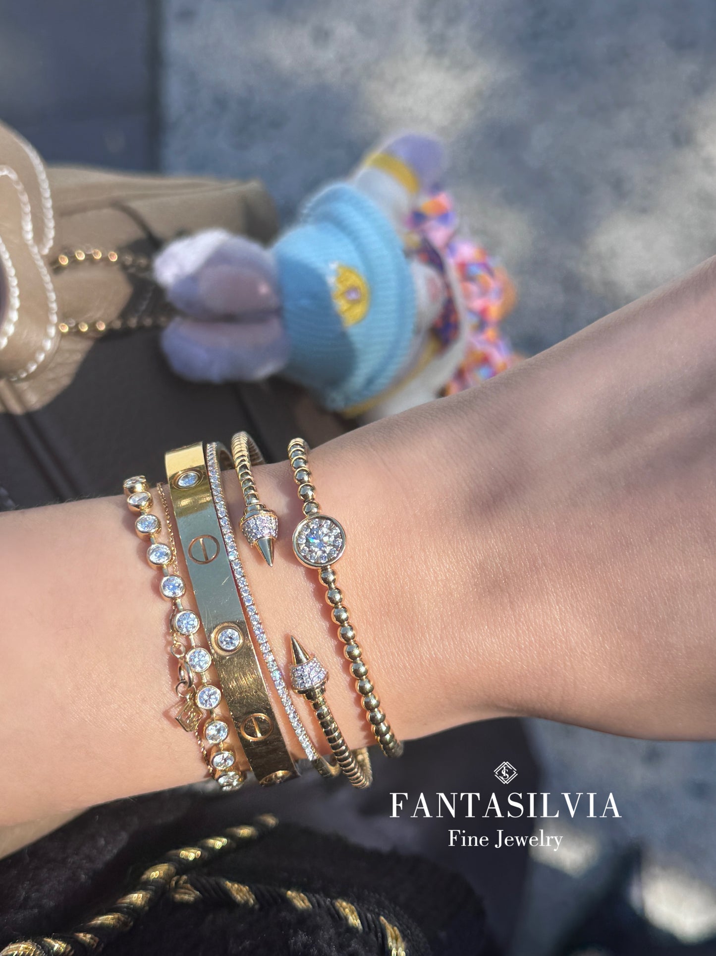 Bracelet extensible à bulles de diamant