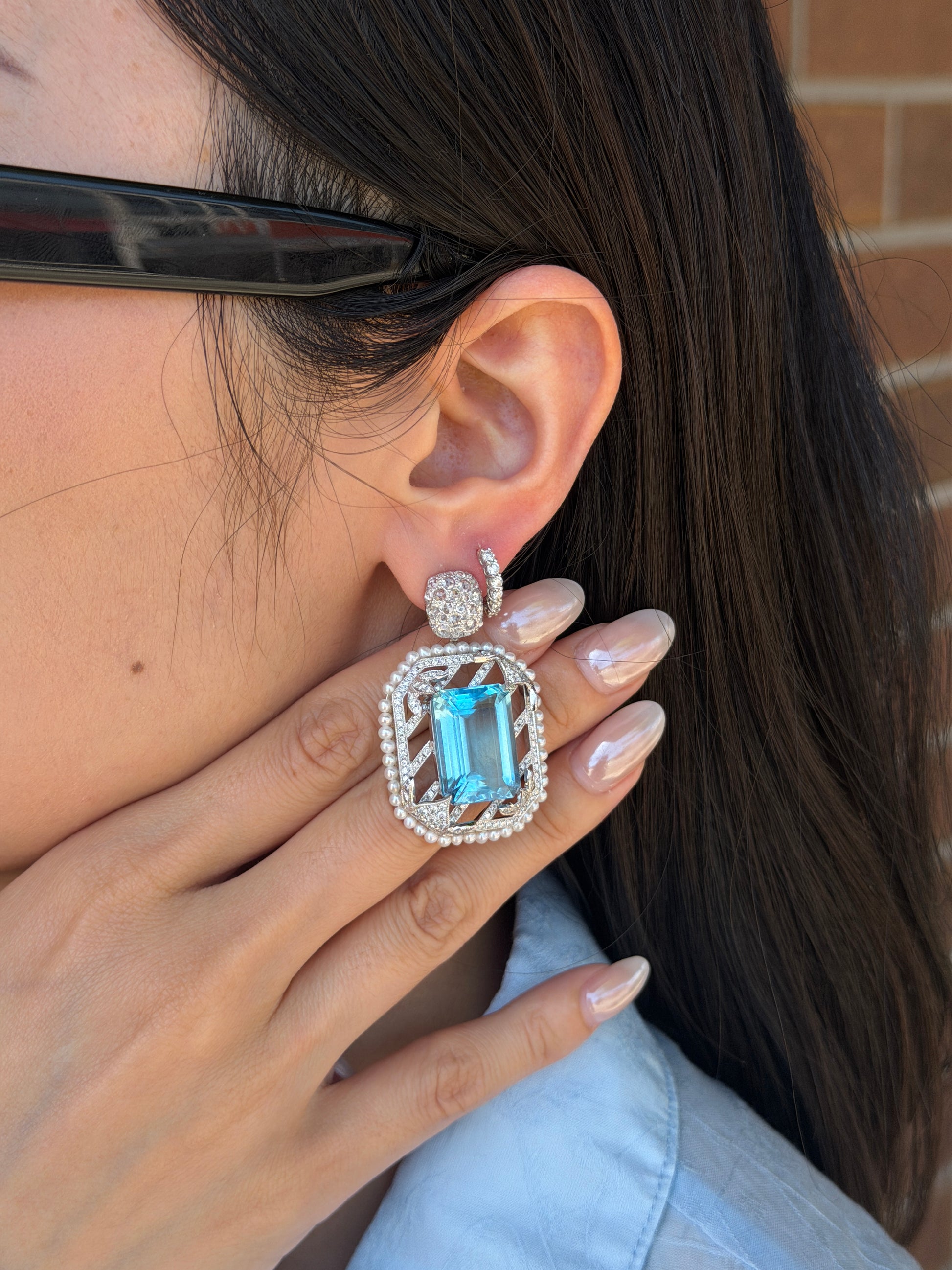 Natural Topaz & Diamond Earrings Fantasilvia Jewelry