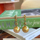 Black Diamond & South Sea Golden Pearl Dangle Earrings