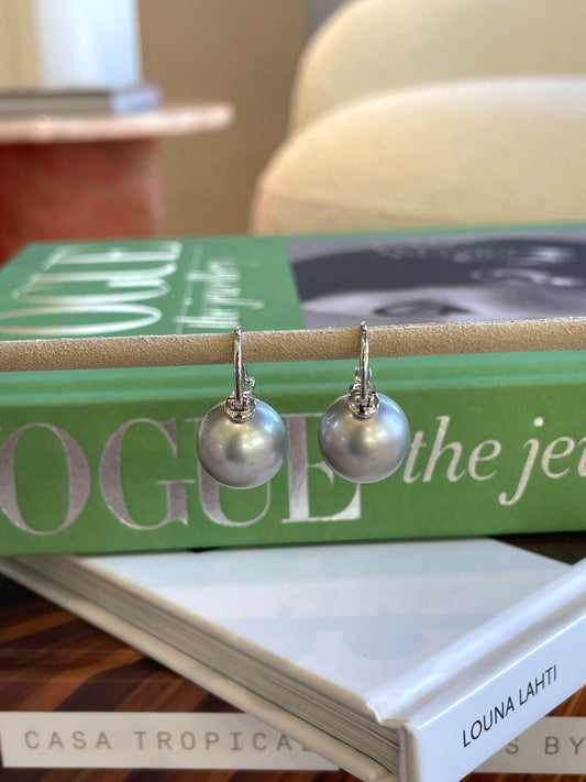 SOUTH SEA GREY PREAL DANGLE EARRINGS