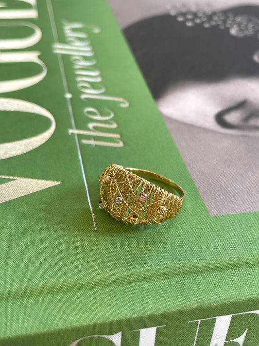 18K Crescent Woven Ring