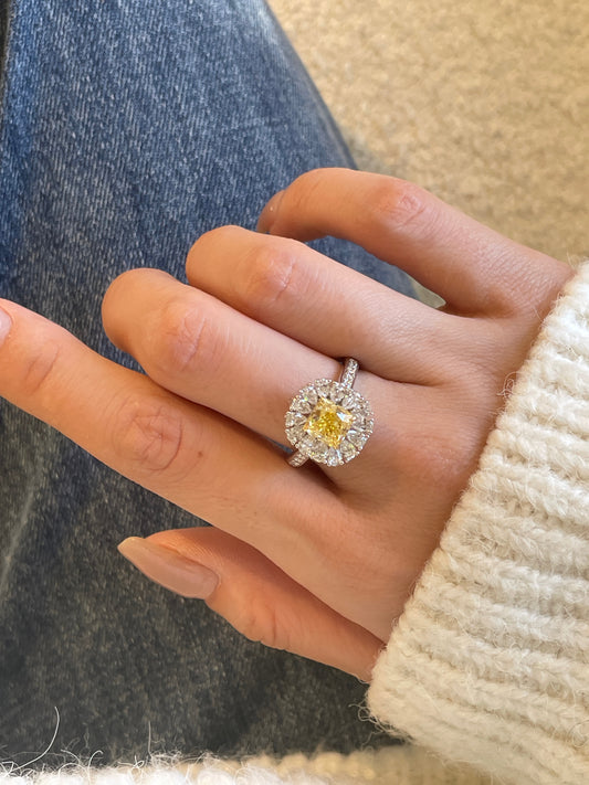 Fancy Intense Yellow Diamond Ring/Pendant