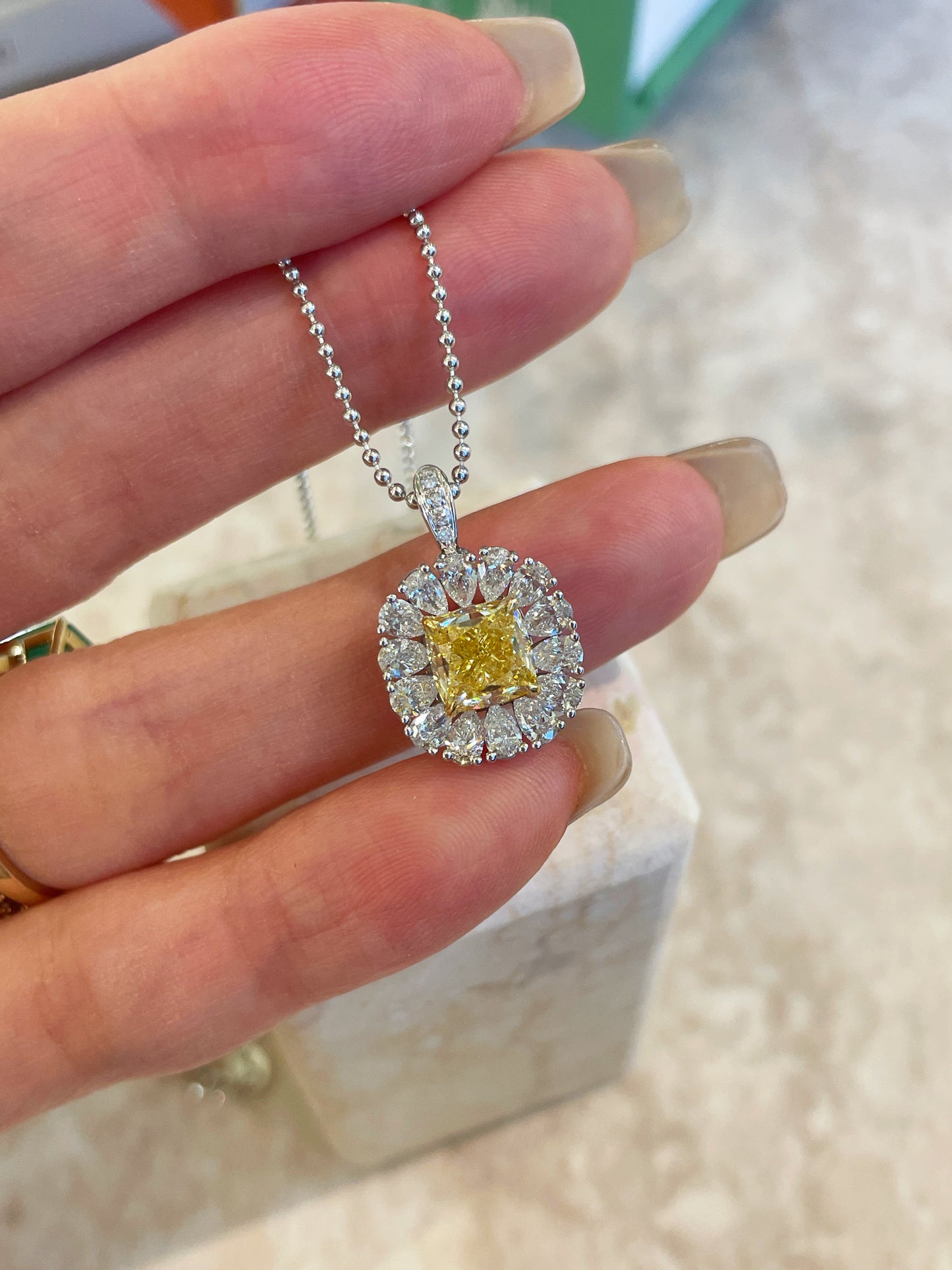 Fancy Intense Yellow Diamond Ring/Pendant