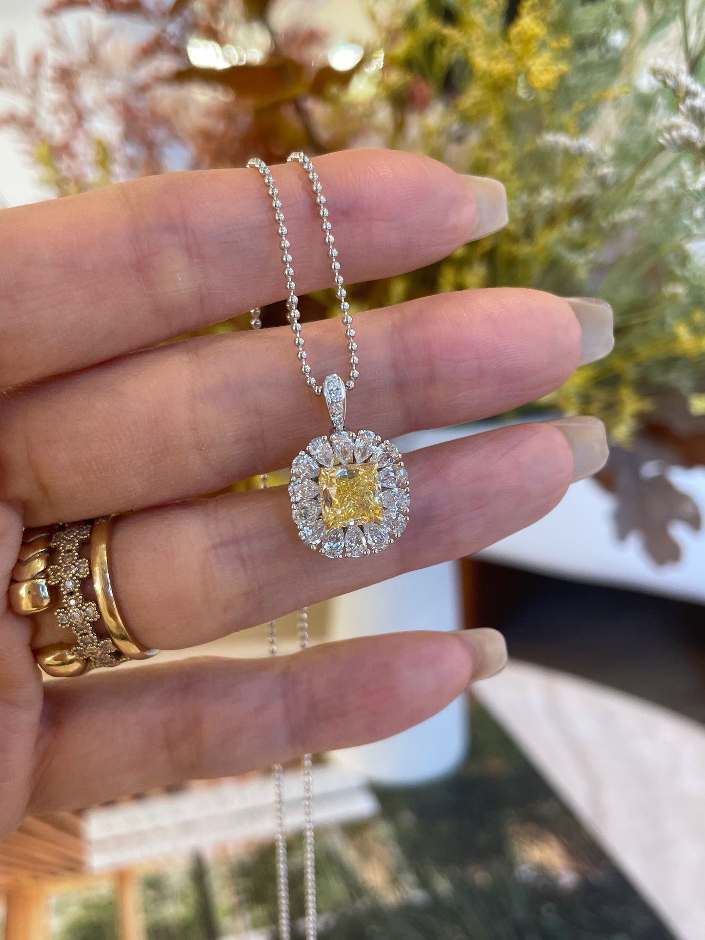 Fancy Intense Yellow Diamond Ring/Pendant